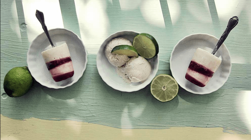 Frozen Lime and Pomegranate Pops