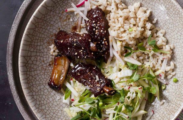 Five-Spice Riblets with Sticky Rice and Apple Slaw