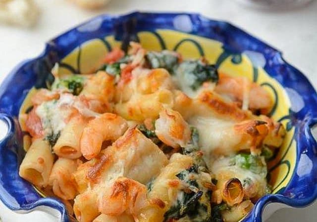 Baked Ziti with Garlic Shrimp and Broccoli