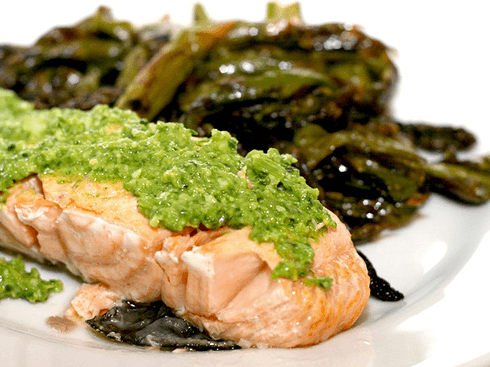 Spring Eating: Whole Roasted Pesto Salmon