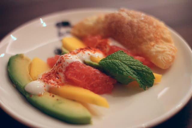 Avocado, Mango and Grapefruit Salad with Yogurt Agave Dressing