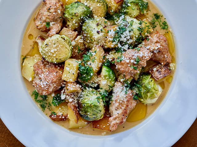Sausage, Brussels Sprouts, and Potato Hash