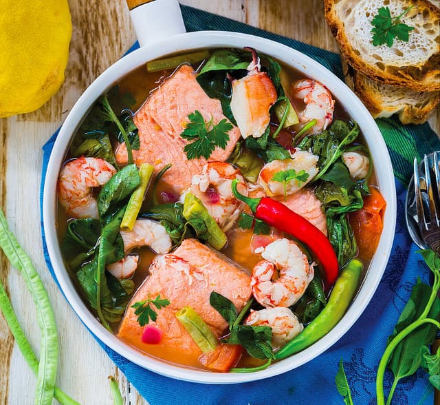 Seafood Sinigang: Sour and Savory Seafood Soup Seasoned with Gremolata