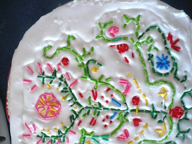 embroidered cake