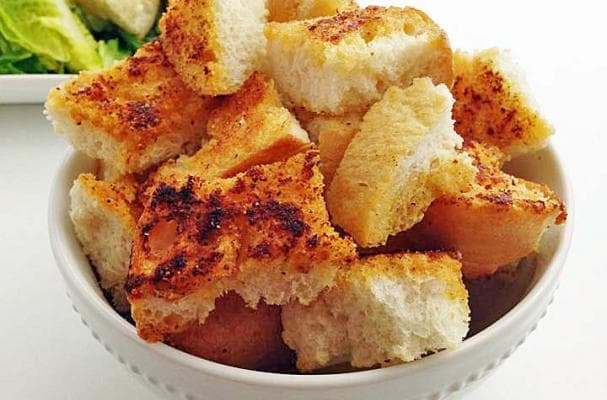 Homemade Sourdough Garlic Croutons
