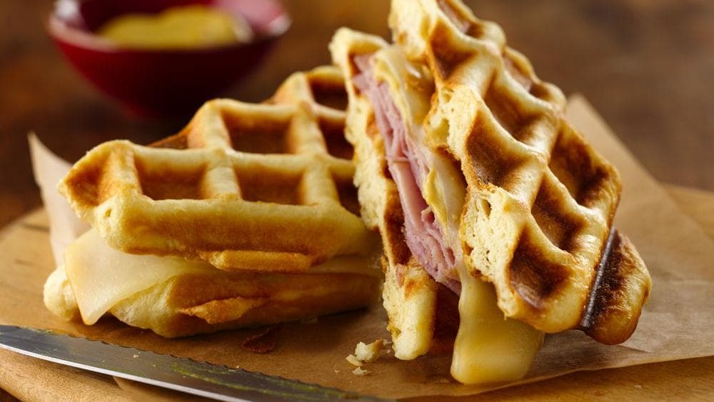 Heavenly Honey Ham Waffle Sandwiches