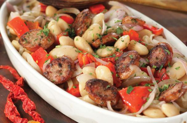  Giant Beans with Roasted Red Peppers and Sausages