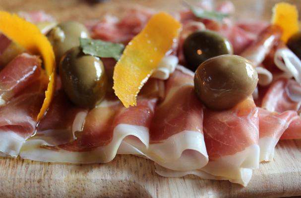 Serrano Ham with Spanish Olives and Orange Peel