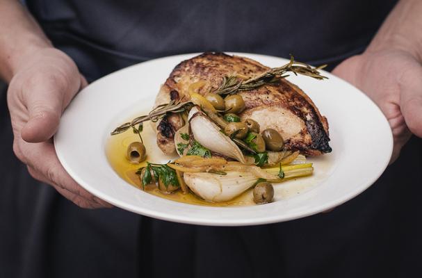 roasted chicken with preserved lemons and gordal olives 