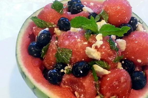 Minty Watermelon and Blueberry Salad with Feta