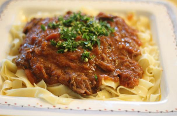 Slow Cooker Lamb Shanks with Pappardelle Pasta