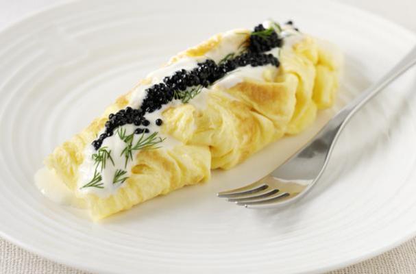 Foodista | Decadent Duck Egg Omelette With Caviar and Sour Cream