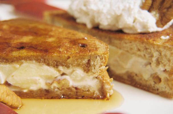 Caramel Apple Cream And White Chocolate Stuffed French Toast