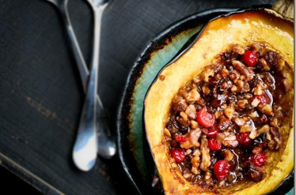 Foodista Roasted Acorn Squash With Wanuts And Cranberries