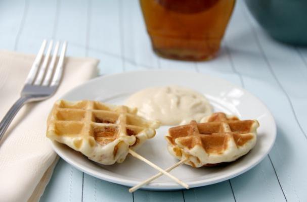 Crunchy Chicken Stuffed Waffle Pops and Maple Dijon Dip