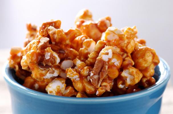 caramel corn ready to be transformed into popcorn balls!