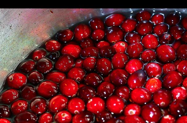 cranberries on their way to becoming sauce!