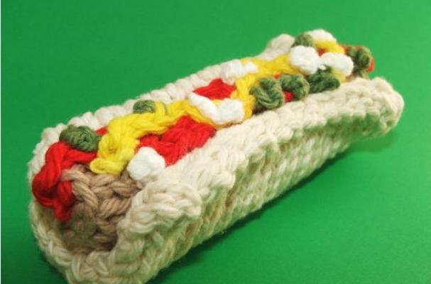 crocheted Hotdog