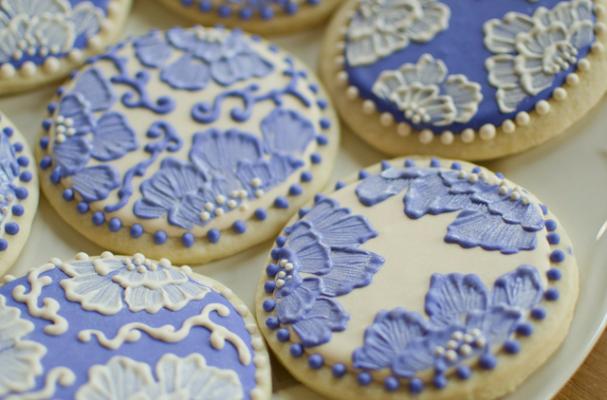 lacy decorated sugar cookies with royal icing