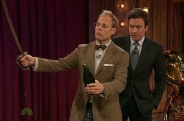 Jimmy Fallon Learns how to Saber a Champagne Bottle