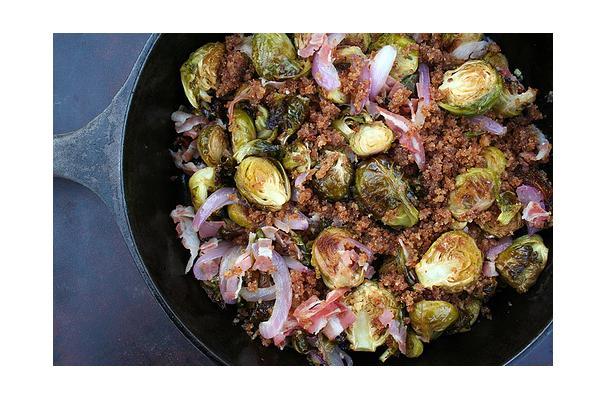 Roasted Brussels Sprouts With Red Onions and Pancetta
