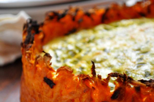Goat Cheese Quiche with Sweet Potato Crust