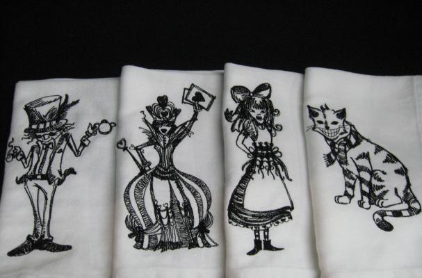 Alice in Wonderland Embroidered Napkins