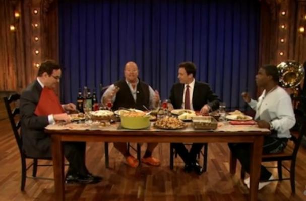 Jimmy Fallon Hosts Family Dinner on Late Night Talk Show