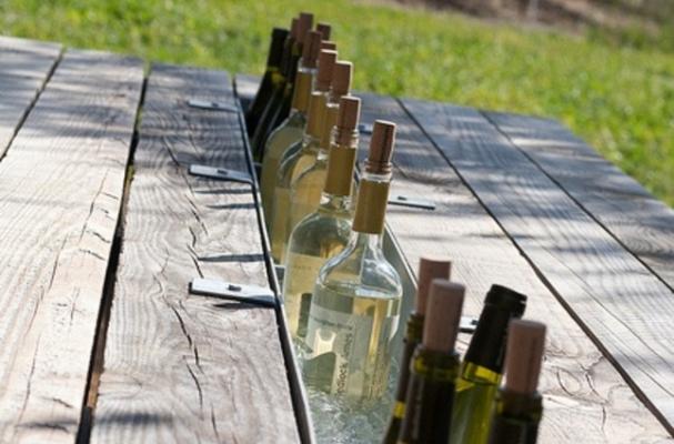 picnic table wine tasting