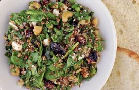 Spinach and Quinoa Salad with Toasted Cashews and Dried Cranberries
