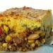 Chili Pie with Green Chile and Cheddar Cornbread Crust