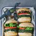 Vegetarian Dino Burgers made with spinach, peas, basil, and parmesan
