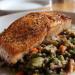 Salmon with Lentils, Bacon, and Gordal Olives