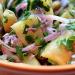 Fingerling Potato Salad with Pickled Red Onions and Chive Blossoms