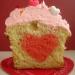 heart baked into a cupcake