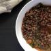 Spicy lentil and black rice soup with kale, spinach and leek